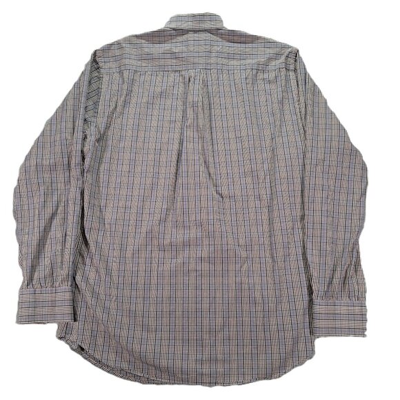 Peter Millar Shirt Men Large Button Up Beige Blue Plaid 100% Cotton Long Sleeve - Picture 2 of 10